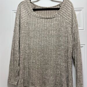 Women's Ribbed Knit Sweater - Stone/Brown